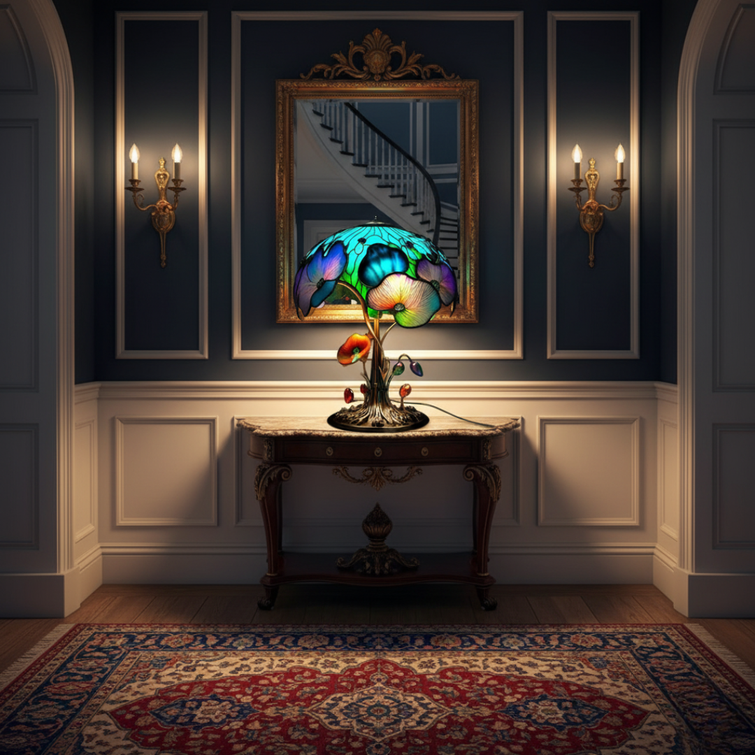 Boho-chic svampe- og blomsterlampe